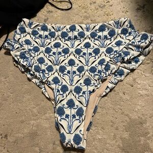 Agua by Agua Bendita Blue and White Bikini Bottom